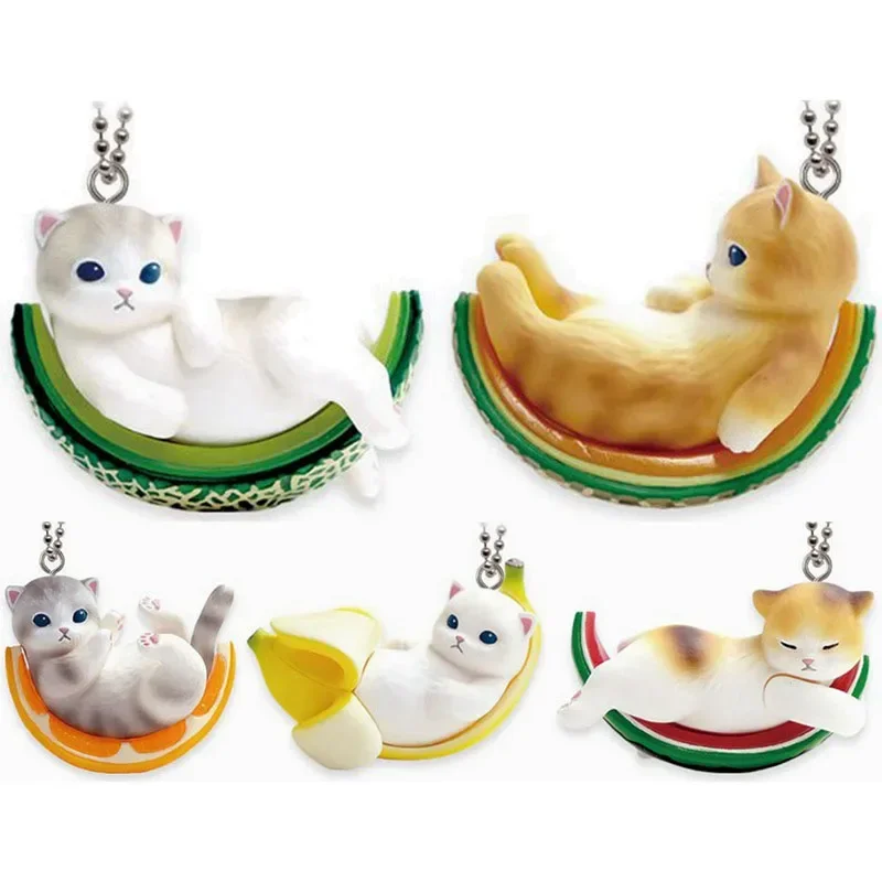 QUALIA Gashapon Super Fruit Cat Banana Orange Cantaloupe брелок милая кавайная фигурка капсульная игрушка