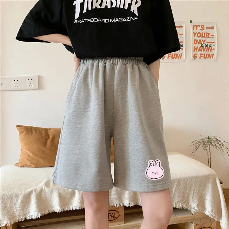 

2022 Harajuku Cartoon Print Female High Waist Sports Shorts Casual Loose Fitness Sweatpants Summer Women Cycling Shorts 5XL