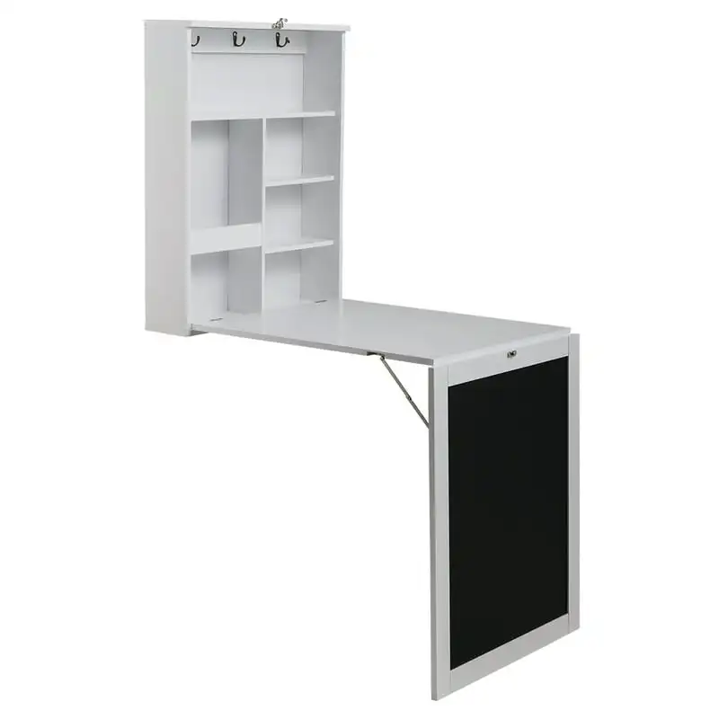 

Desk with Bookshelf with 4-Tier Shelves, Writing floating Wall Mounted Table, Folding Tables Work Desk for Bedroom Kitchen