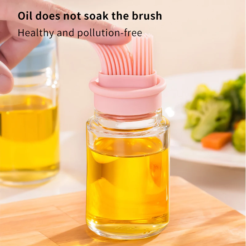 

Oil Brush with Bottle All-In-One Household Artifact High Temperature Kitchen Silicone Brush Oil Brush Pancake Oil Bottle