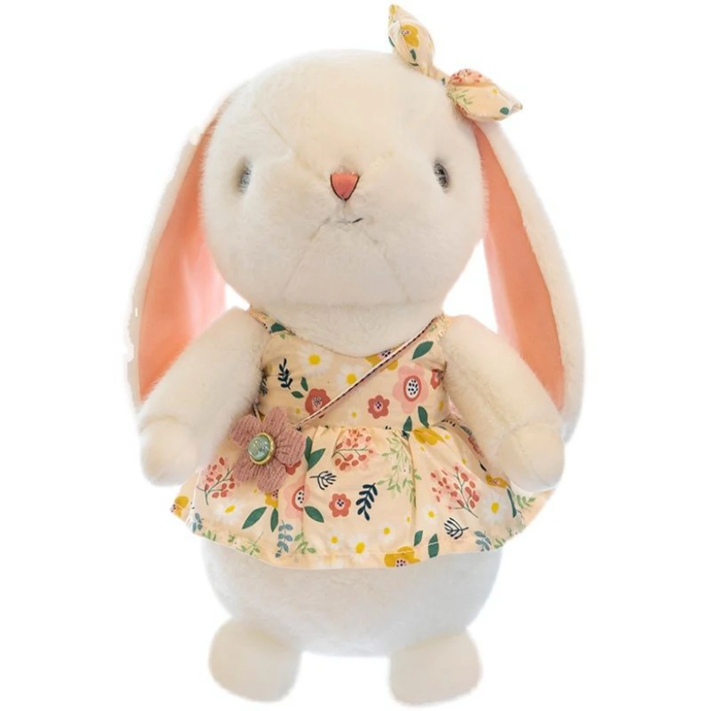 

23CM New Floral Skirt Rabbit Plush Toy Cure Soft Flower Skirt Bow Small Backpack Doll Send Children Birthday Gifts