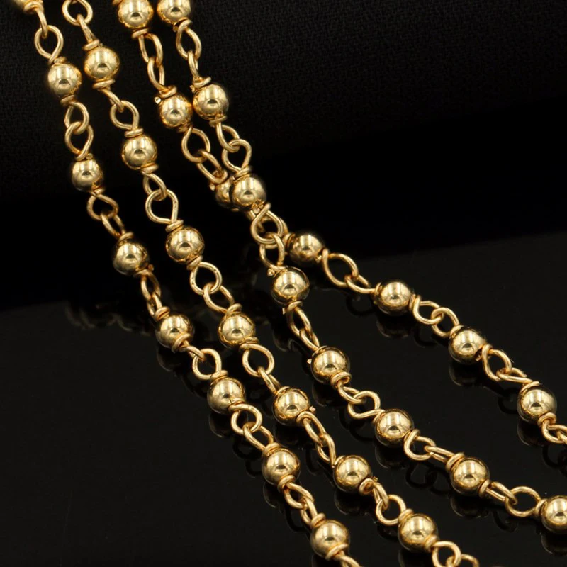14-каратное золото цепочка из бисера позолоченная шариковых бусин для