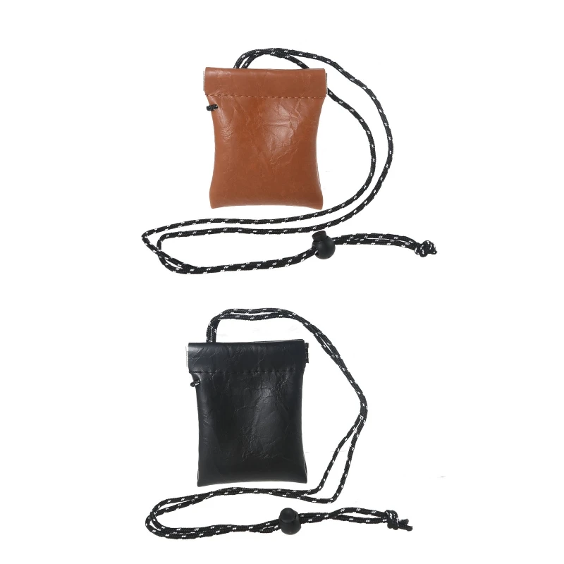 

Women Hanging Neck Earphone Key Case Coin Small Storage Wallet PU Leather Purse