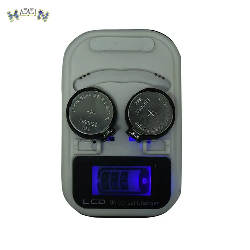 LIR2032 LIR2025 LIR2016 3.6V Rechargeable Lithium Button Cell Coin Battery Charger LCD Indicator Intelligent  EU Plug 2-Slot