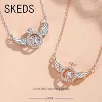 skeds korean style angel wings rhinestone necklace for women fashion simple chain elegant jewelry party wedding choker necklace