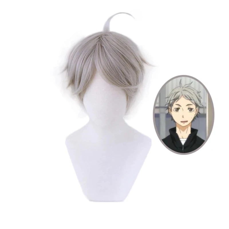 

Haikyuu! Парик для косплея Sugawara Koushi, парик для косплея из синтетических волос, для вечевечерние НКИ на Хэллоуин, с шапочкой