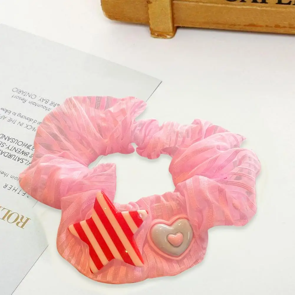 

Anti-slip Hair Tie Sweet Stylish Hair Scrunchies with Letter Heart Star Decor High Elasticity Anti-slip Ponytail for Hair
