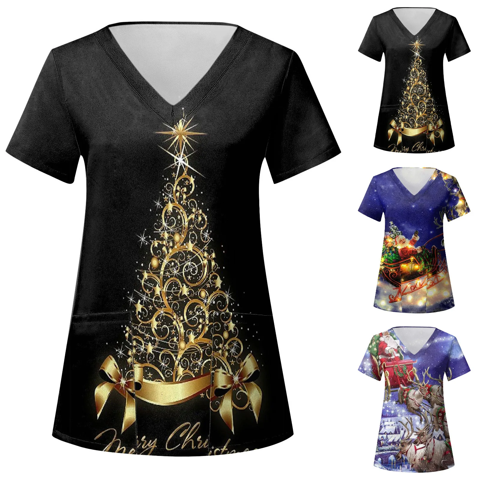 

Женский топ с коротким рукавом и V-образным вырезом, из полиэстера