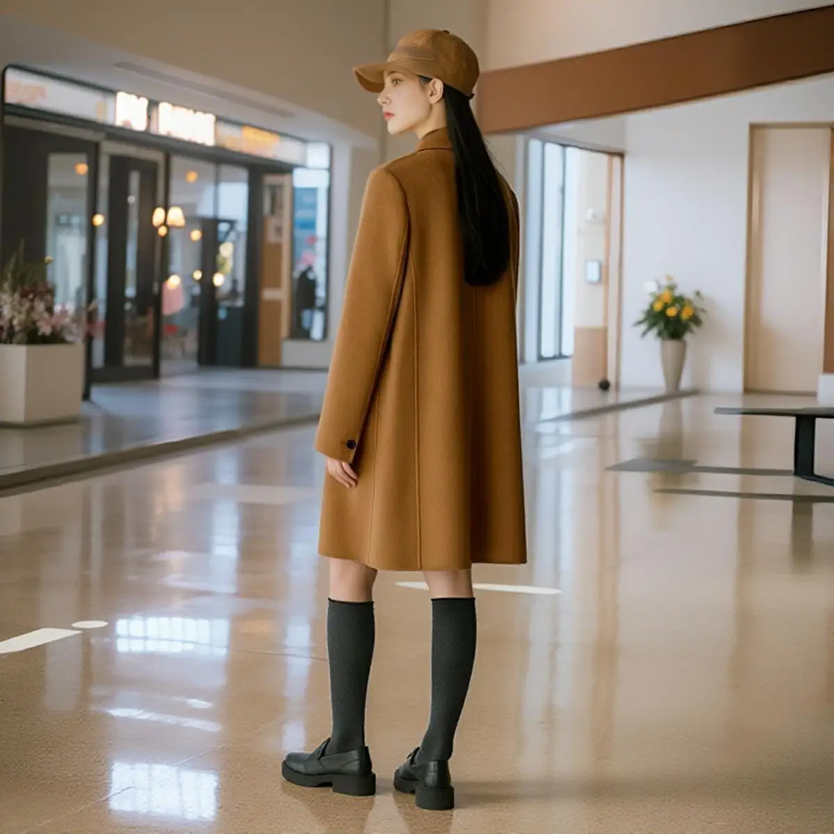 Longzi Женская одежда 2024 ранняя осень новое флисовое двустороннее шерстяное пальто