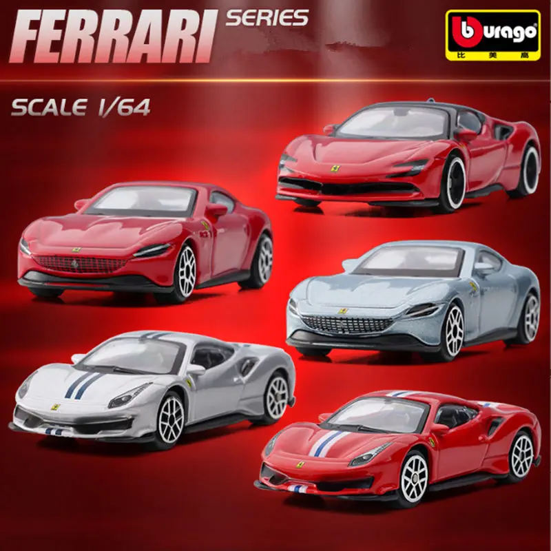 Фото Bburago 1:64 Ferrari LaFerrari F40 F50 F12 TDF SF90 ROMA SP3 Модель спортивного автомобиля из сплава Металлические автомобили Модель автомобиля Миниатюрная масштабная игрушка №1