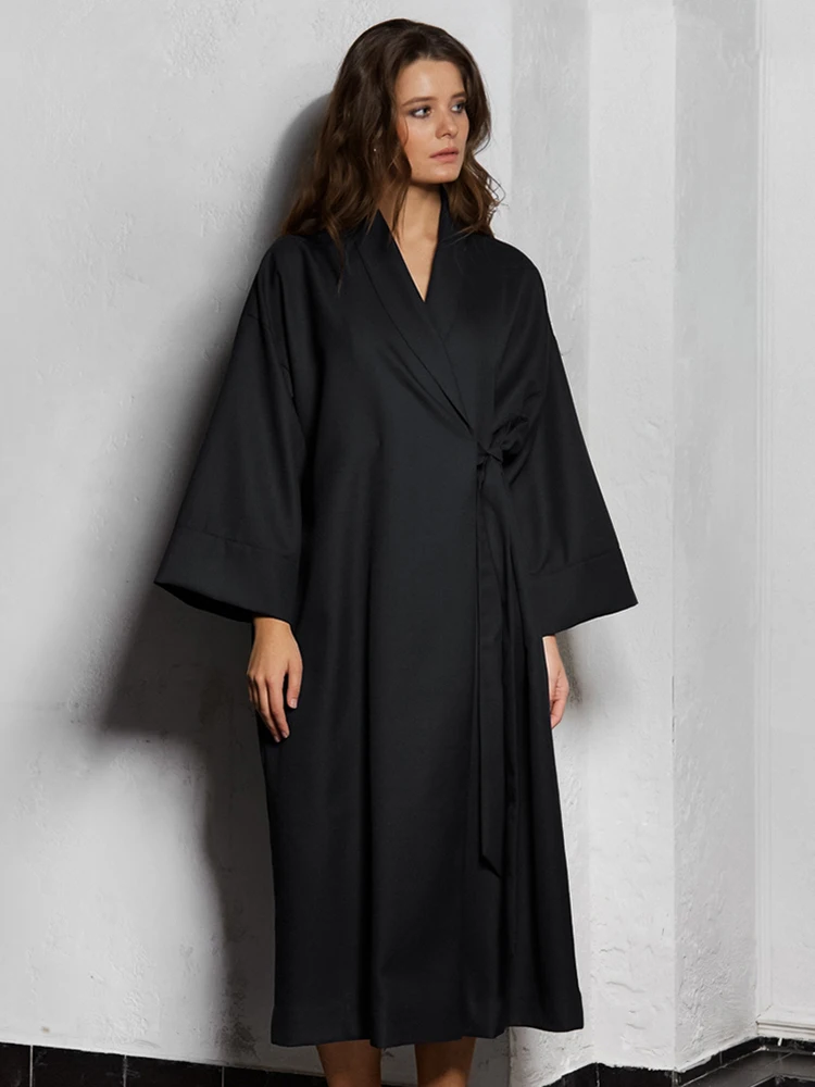 

Халат женский с длинным рукавом и V-образным вырезом, на шнуровке