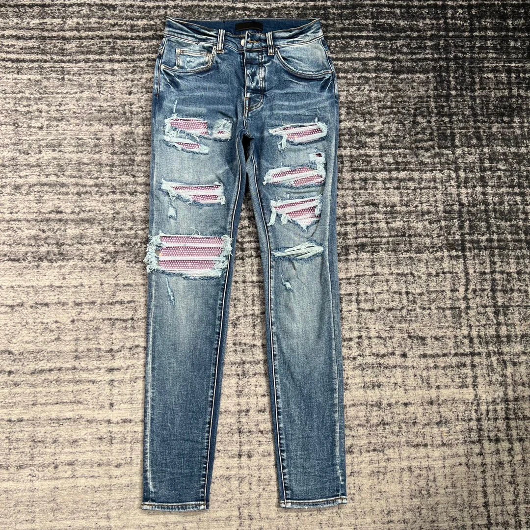 

Мужские винтажные джинсы pink drill, Синие рваные джинсы