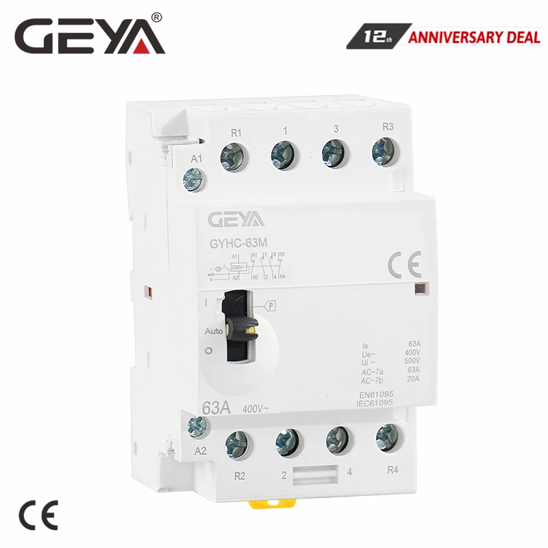 

Бесплатная доставка, ручной контактор GEYA 4P 40a 63a 2NO2NC или 4NO 220V Din rail, бытовой модульный контактор переменного тока
