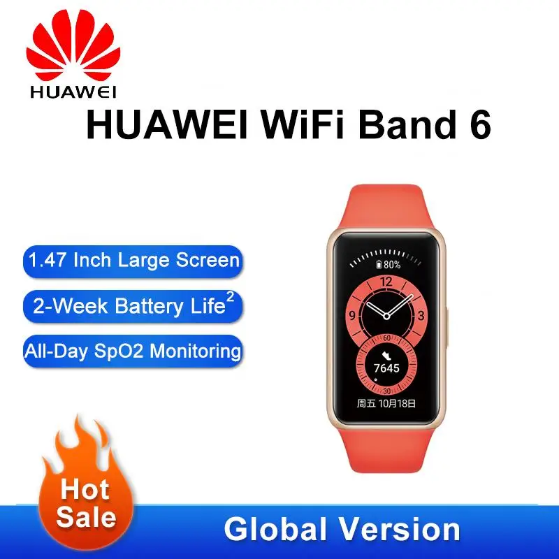 

Original Huawei Band 6 Smartband Blood Oxygen 1.47''AMOLED Band6 Heart Rate AMOLED Screen Long Battery Life for Men Women