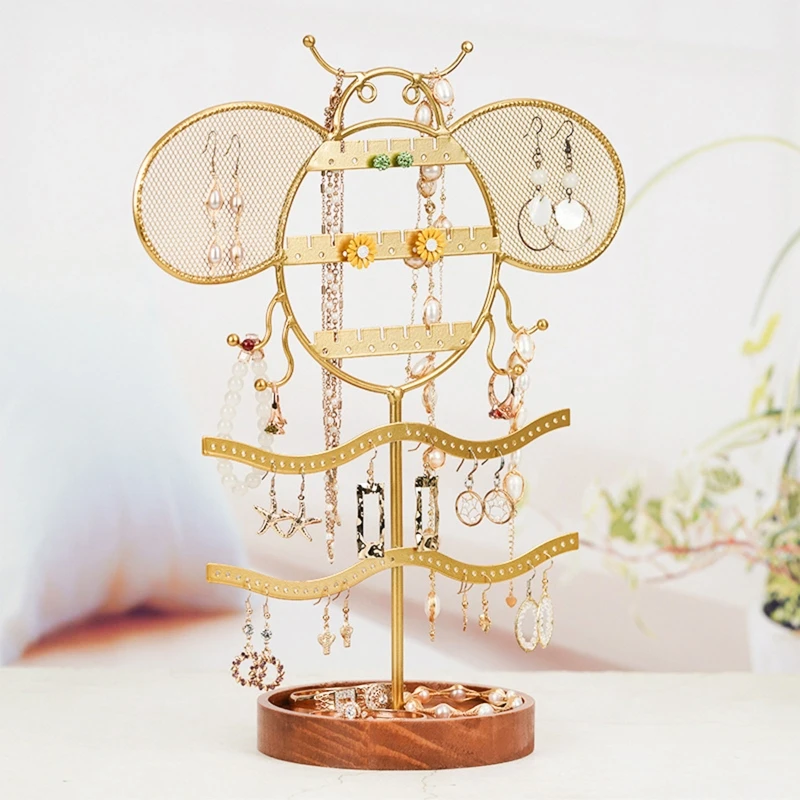 

N58F Jewelry Organizer Stand Ladybird Jewelry Holder with Necklace Holder Organizer Display Storage for Earring Ring Bracelet