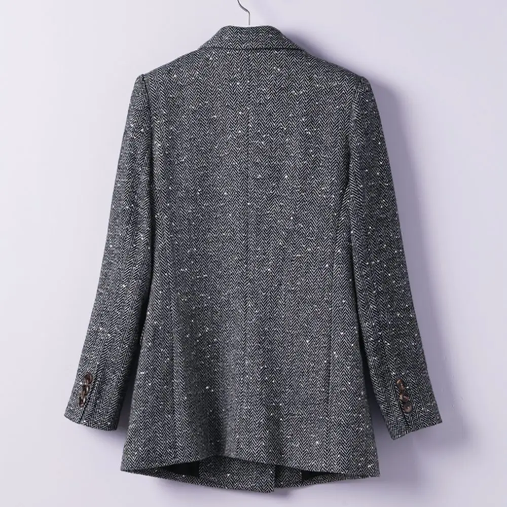 Spot wholesale black hooded suit coat (female) autumn 2022 new small Korean loose casual double breasted suit trendy top