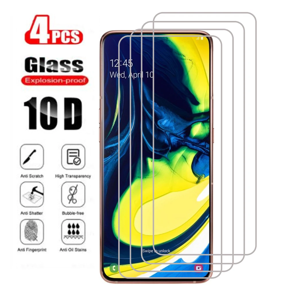 

4pcs 9H Protective Glass for Samsung Galaxy A80 A90 A9s A9 Pro 2019 A 80 90 A8 Plus A9 2018 Screen Protector on Tempered Film