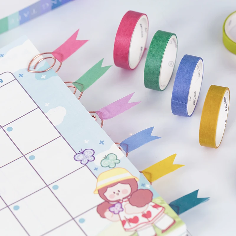 

100 Roll Vintage Solid Color Washi Tape Set Scrapbook Masking Tape Junk Journal Decorative Tape Kawaii Stationery Tape Sticker