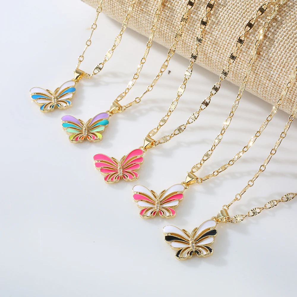 Новинка 2022 красочное улучшенное ожерелье с подвеской-бабочкой в стиле хип-хоп