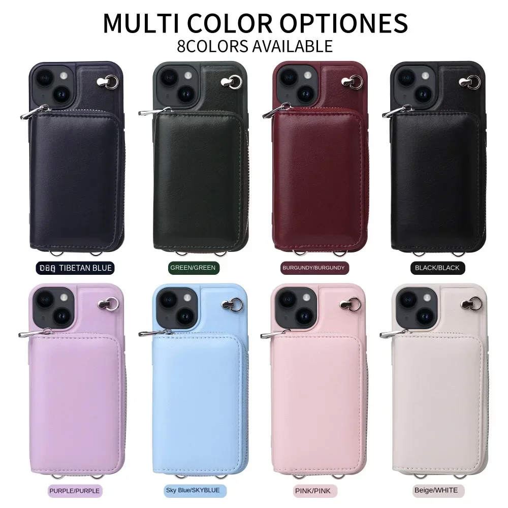 Чехол для телефона на молнии с ремешком через плечо IPhone 16 15 14 13 12 11 Pro XR XS Max 8 7 Plus