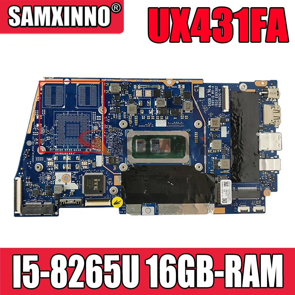 

UX431FA/FN Laptop motherboard for ASUS ZenBook-14 UX431FA UX431FN UX431F original mainboard 16GB-RAM I5-8265U GM