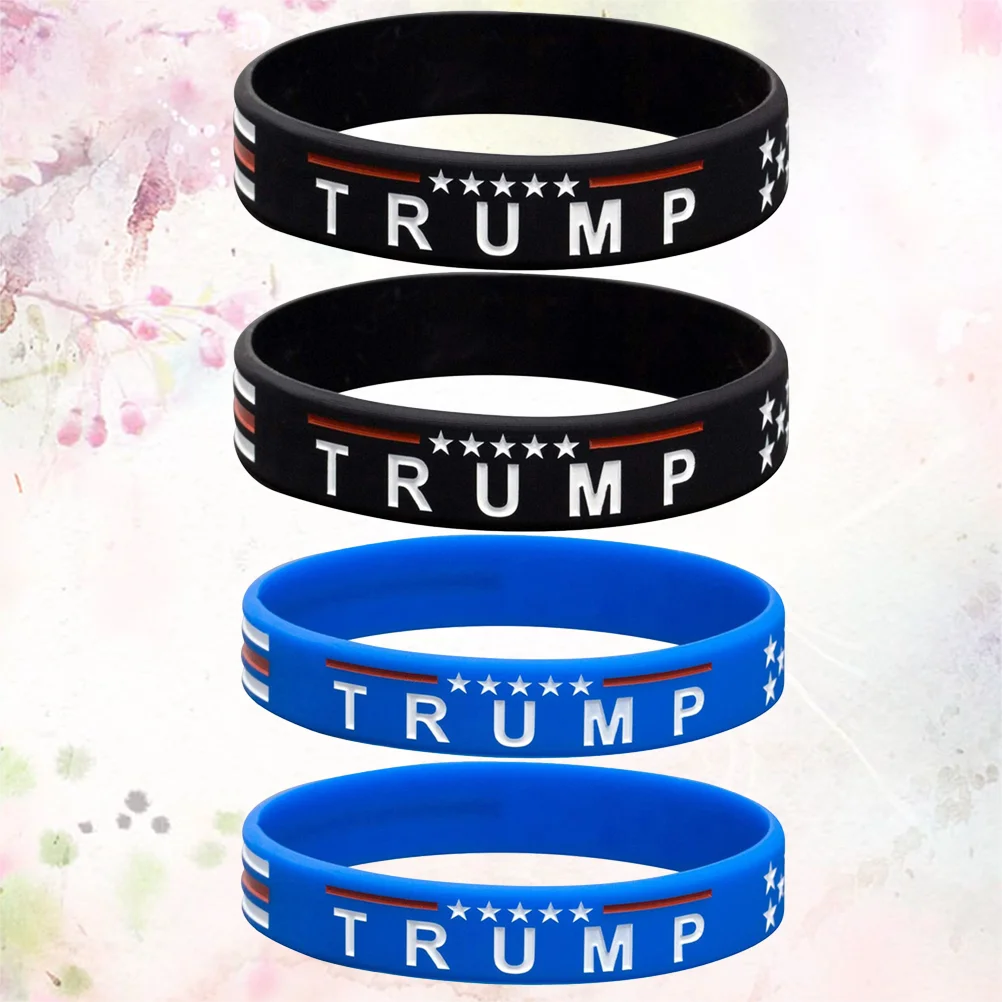 Силиконовый браслет с флагом Трампа 4 шт./1 упаковка президентскими выборами для