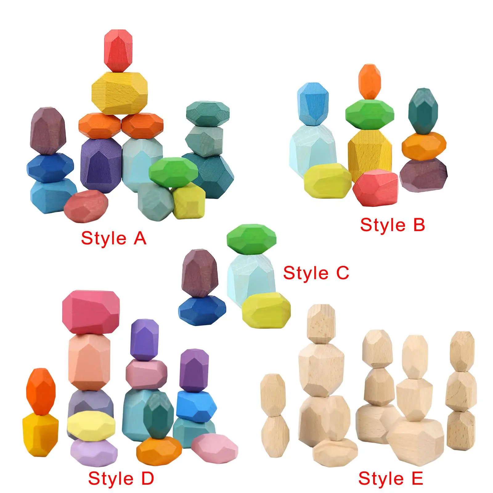 

Wooden Balancing Stacking Stones Montessori Artware Colorful for Boys Girls