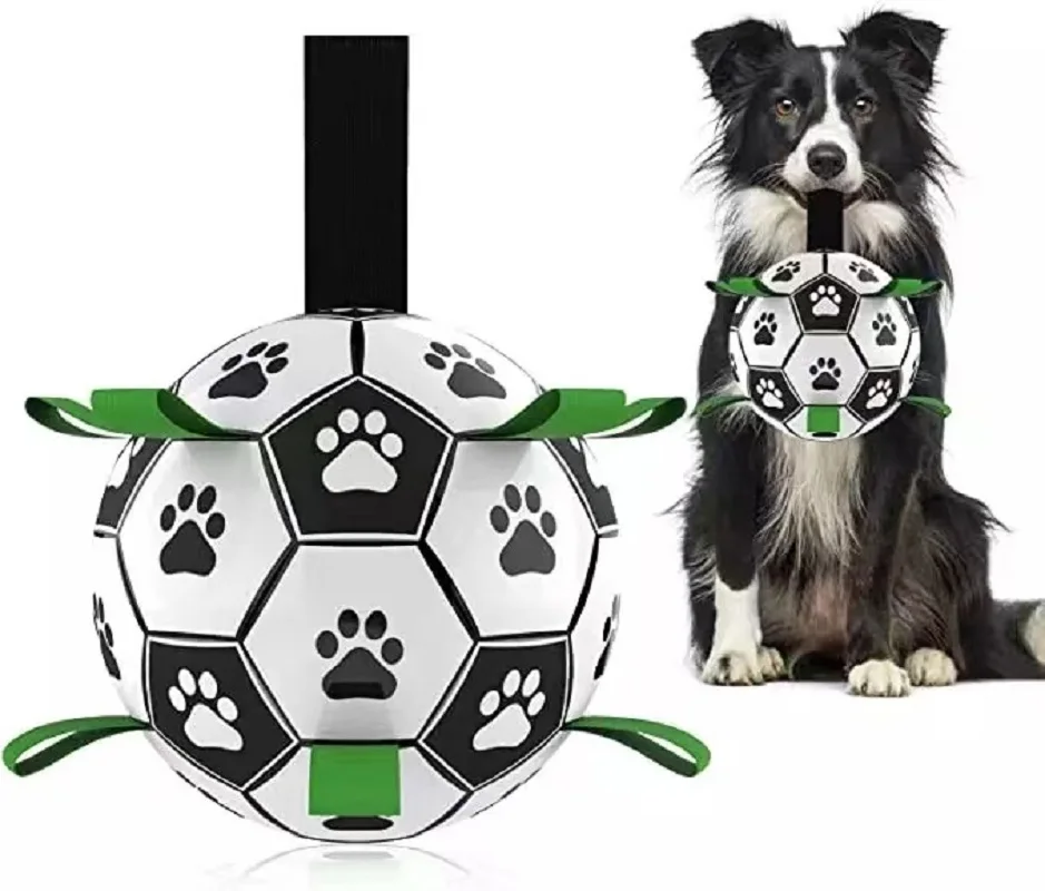 

Dog toys soccer ball with catch piece, interactive dog tug of war toys, puppy birthday gifts, dog water toys, durable dog ball