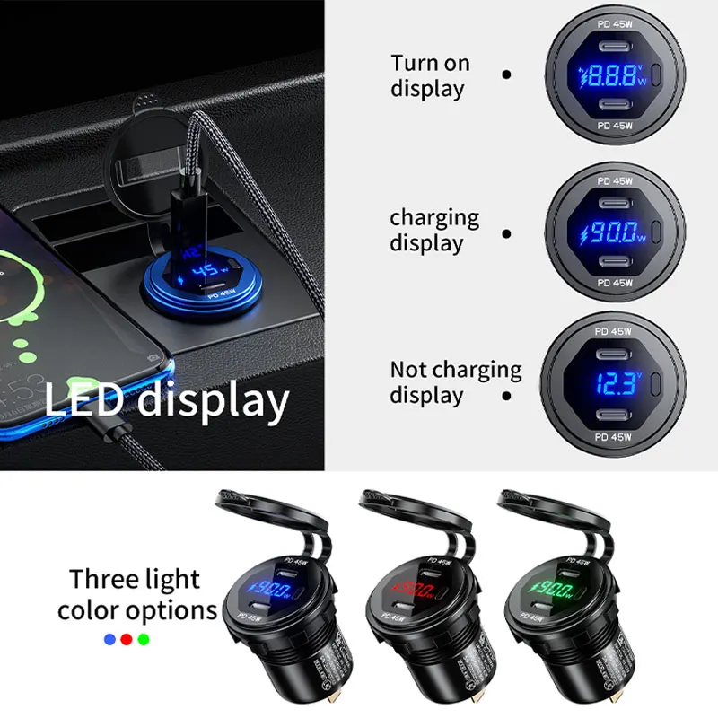 90 Вт двойной USB зарядное устройство розетка адаптер 12 в 24 водонепроницаемый порты