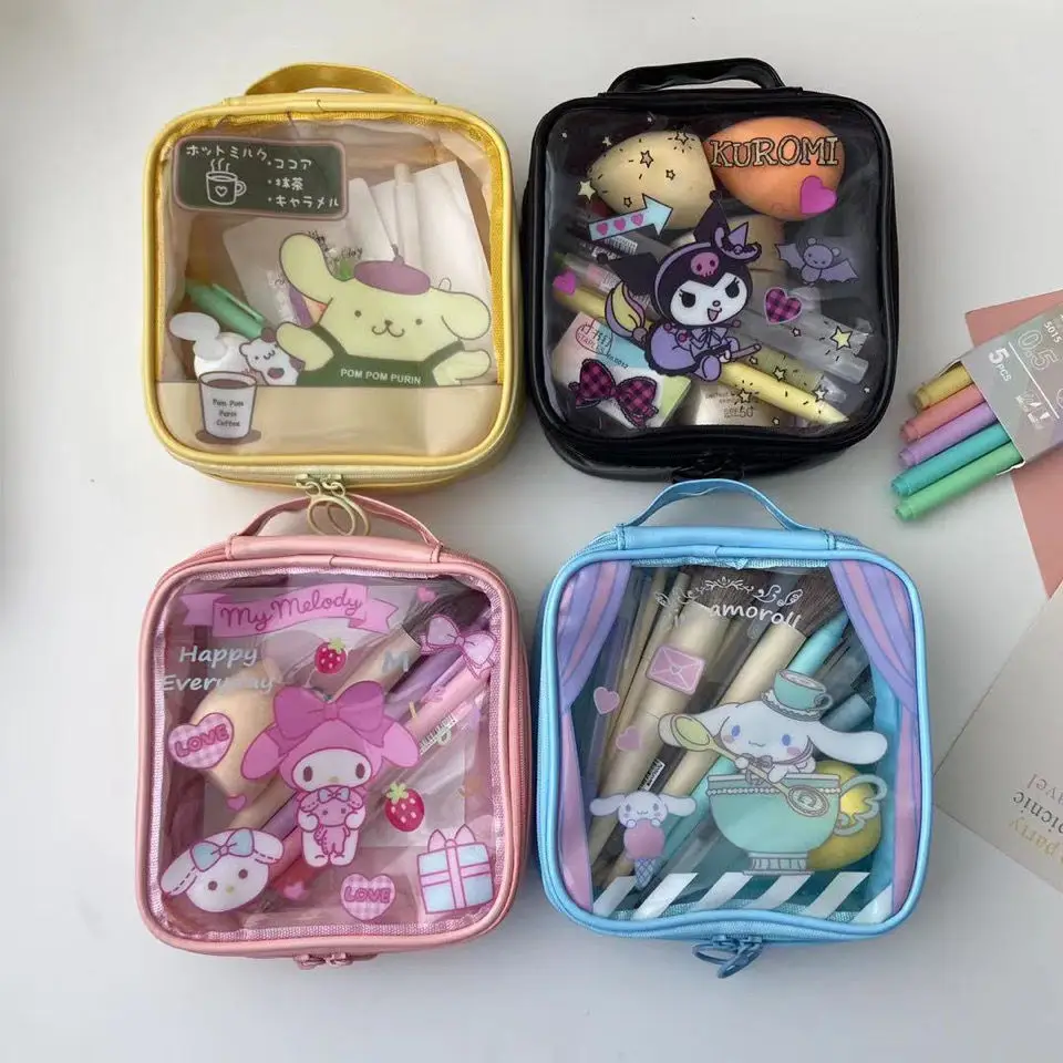 kawaii bag girls school supplies Sanrio Cosmetic Bag Cartoon Large Capacity PVC Personal Hygiene Bag Waterproof Storage Bag
