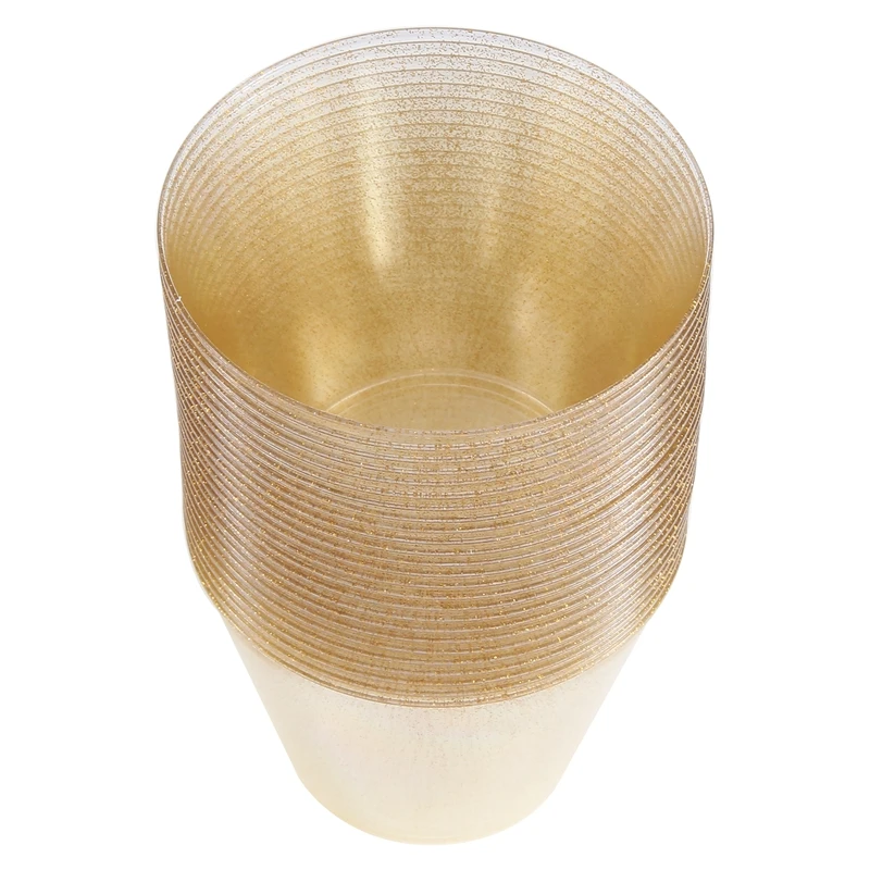 Золотые пластиковые стаканчики прозрачные бокалы для вина необычные