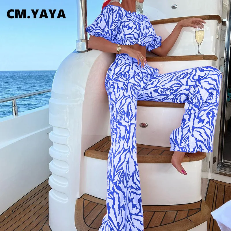 

Женский костюм из двух предметов CM.YAYA уличная одежда с принтом в виде галстука, праздничный костюм с прямыми широкими штанинами и укороченн...