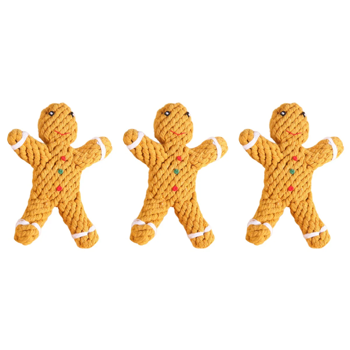 

Toyspuppy Dog Squeaky Teething Chew Pet Cotton Rope Chewing Plush Teeth Cleaning Bite Gingerbread Man