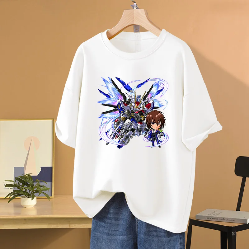 Футболка с японским Аниме Gundam Спортивная повседневная Уличная принтом семян для