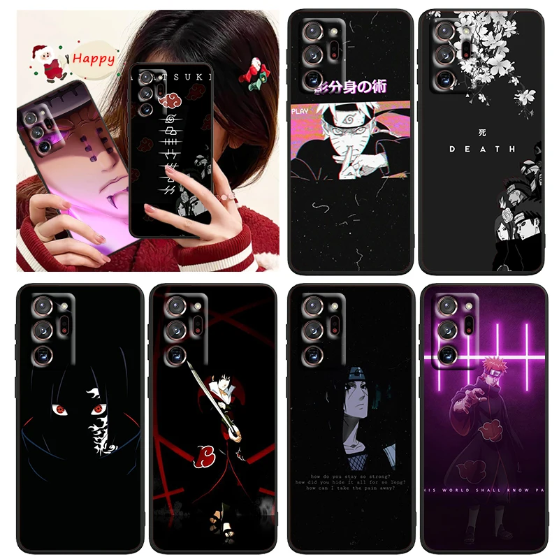 

Fashion Cool Naruto Art Phone Case Black For Samsung A73 A70 A20 A10 A8 A03 Note 20 10 9 Ultra Lite Plus F23 M52 M21 j7 j6