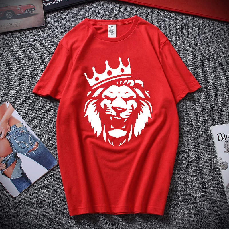 

Summer Men's Crown Lion Domineering T-Shirt Short Sleeve T-Shirt Plus Size Chic Top Shirt Korean Chic High Street Apparel tee