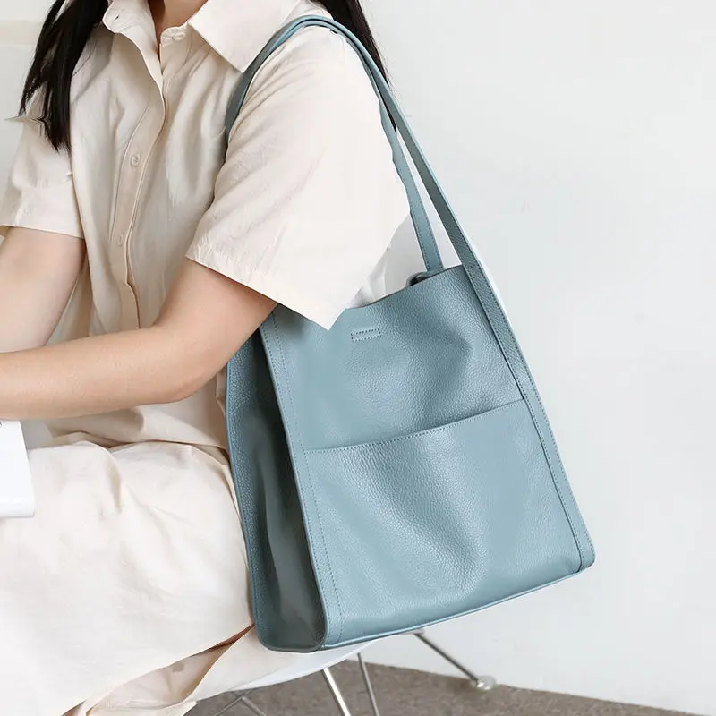

Женские сумки на плечо, женская мягкая сумка-тоут из 100% воловьей кожи, брендовая дизайнерская сумка-мешок, новинка 2023, роскошная женская сумка