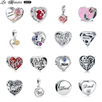 la menars charms mothers day beads heart pendant love family diy fit original brand 925 sterling silver charm bracelet jewelry