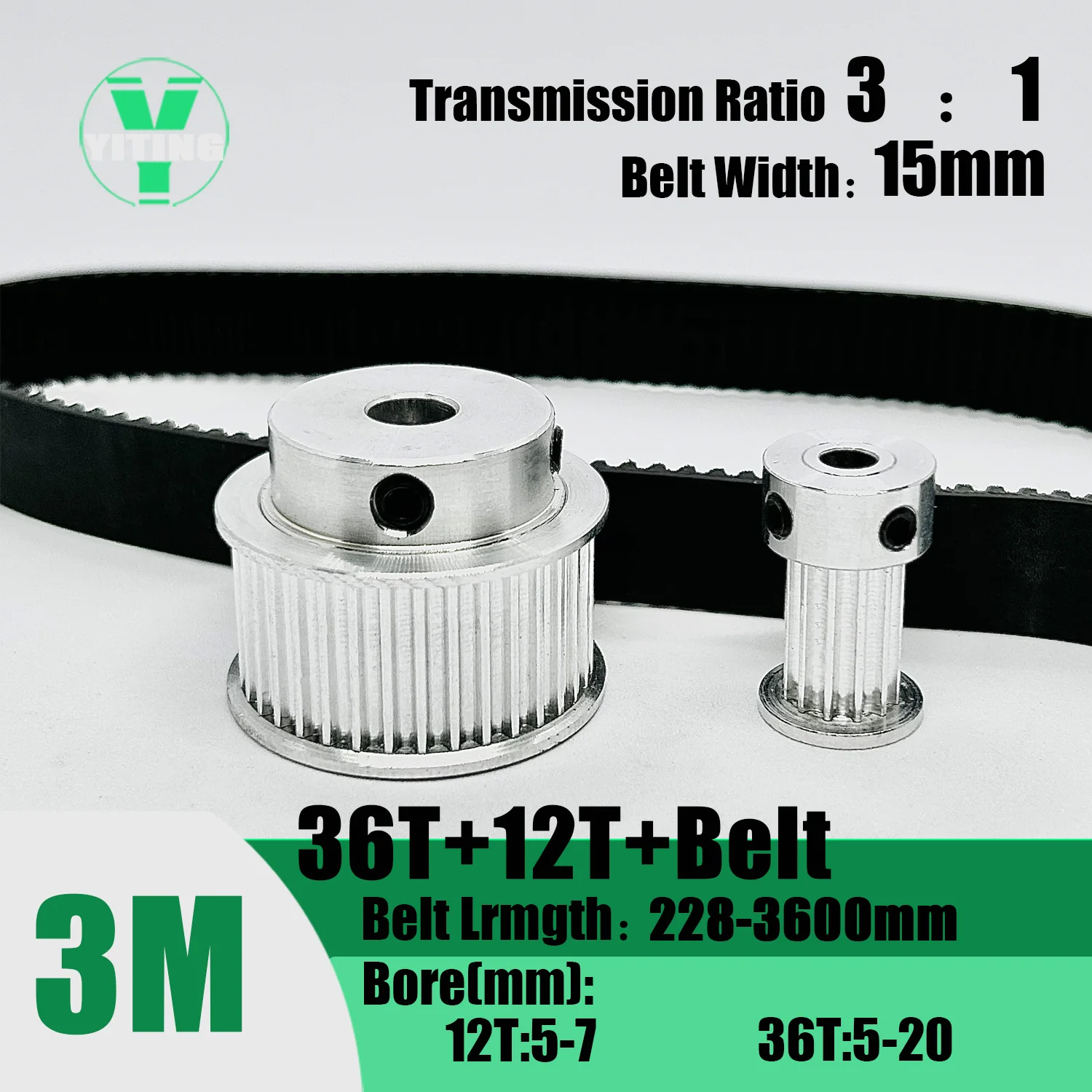 Комплект зубчатых ремней HTD 3M 12T зубчатый шкив шириной 15 мм отверстие 5 ~ 20