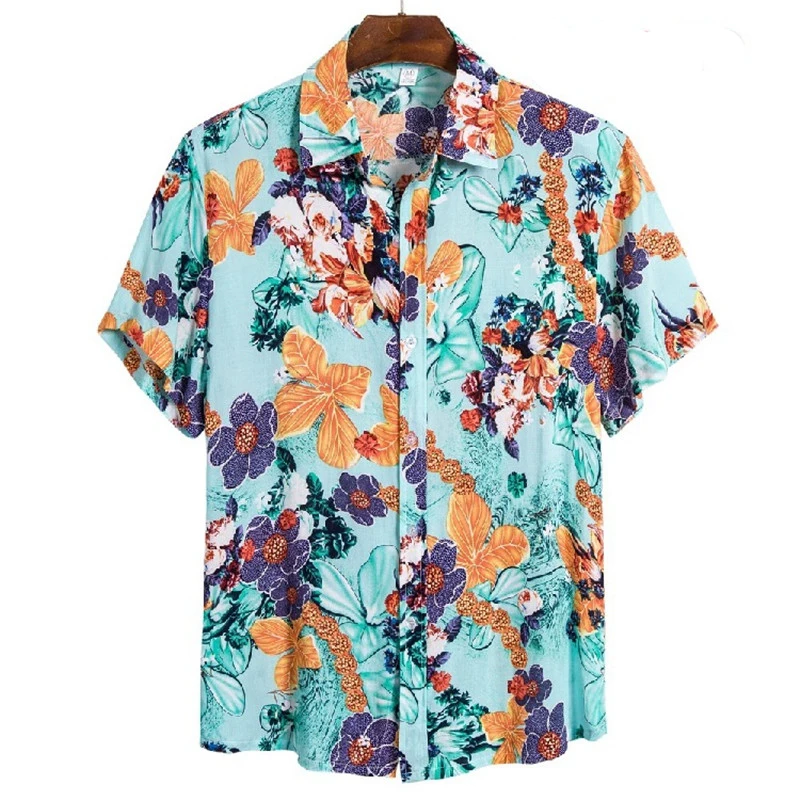

Mens Beach Aloha Shirts Summer New Short Sleeve Hawaiian Shirt Casual Button Up Shirt Male Party Holiday Vacation Clothing XXXL
