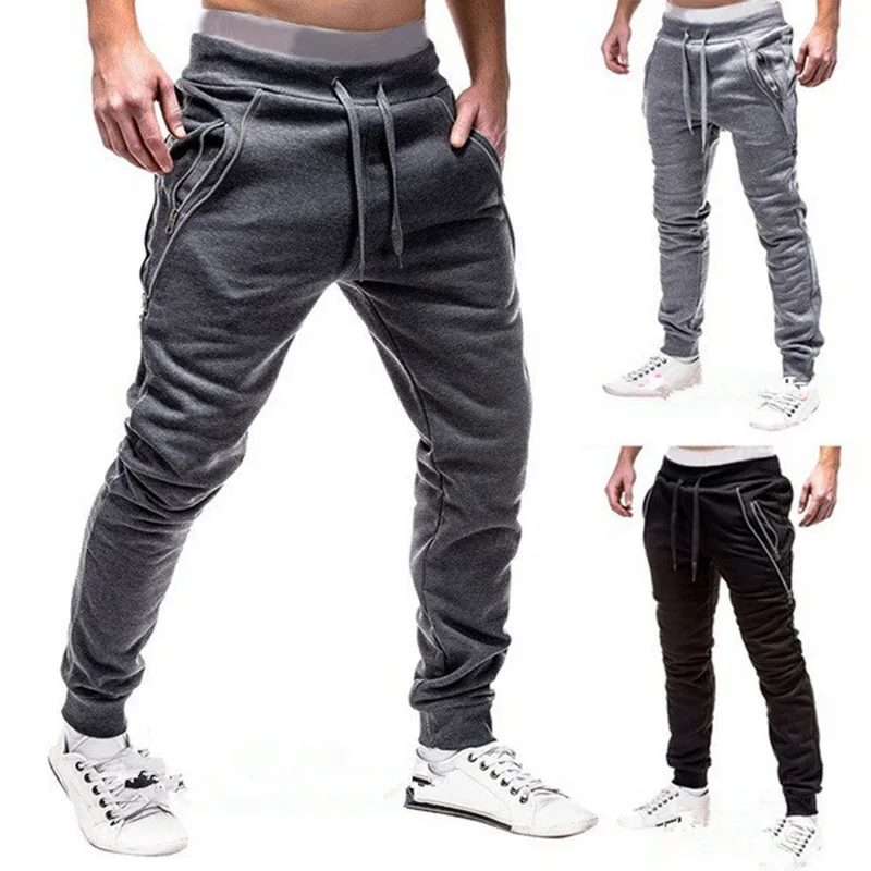 

2000 Male New Fashion Pants Men Sweatpants Slacks Casual Elastic Joggings Sport Solid Baggy Pockets Trousers
