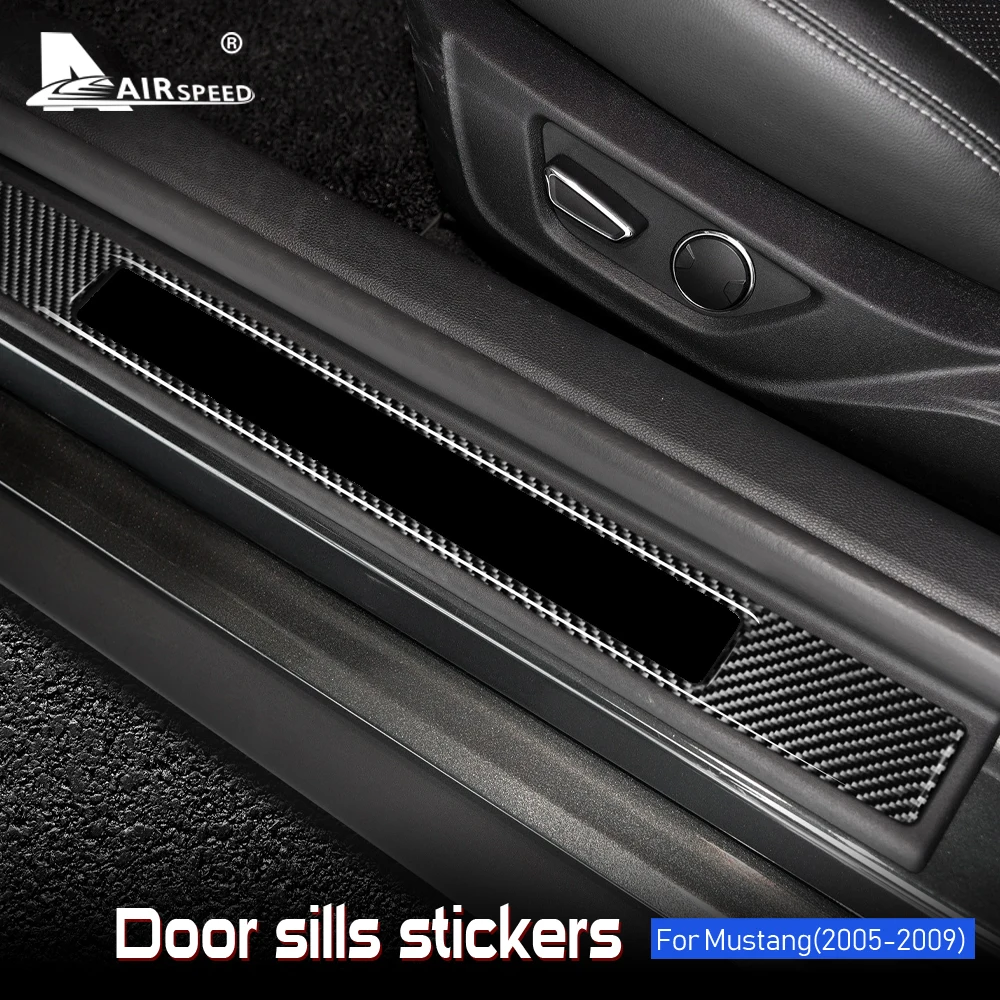 

AIRSPEED Carbon Fiber for Ford Mustang 2005 2006 2007 2008 2009 Accessories Interior Trim Car Door Protector Sills Cover Sticker