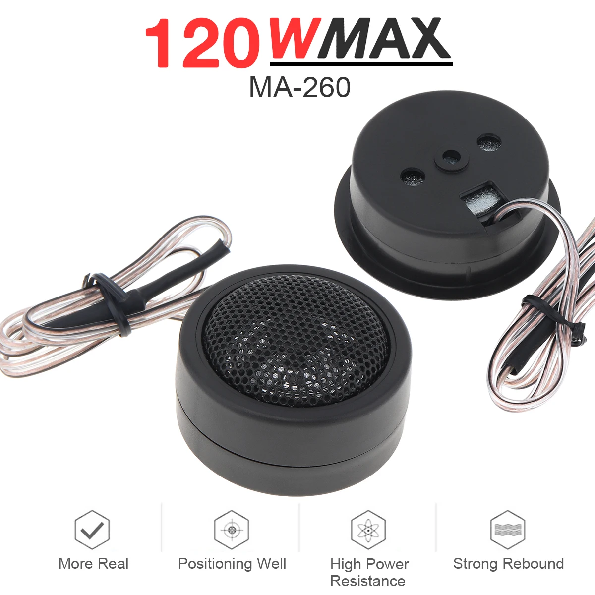 

2pcs 120W Universal High Efficiency Mini Dome Tweeter Speaker 12V Loudspeaker Audio Auto Sound Speaker for Car Audio System