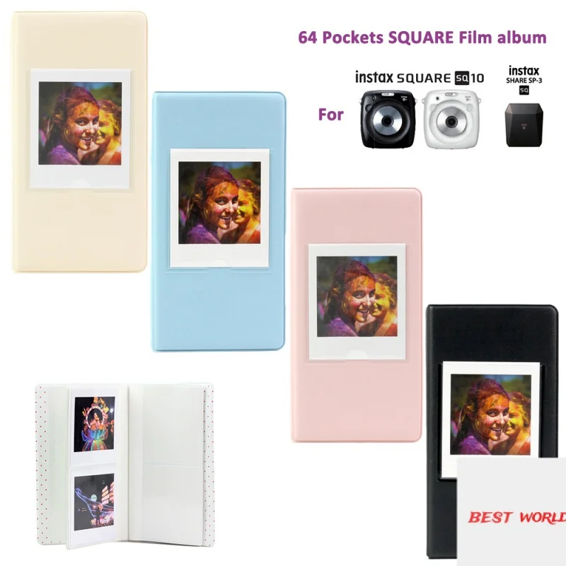 

Для FujiFilm Instax Square SQ10 Camera SP-3 Printer бумага для фотографий 64 кармана фотоальбом для хранения фотоальбомов розовый черный желтый синий