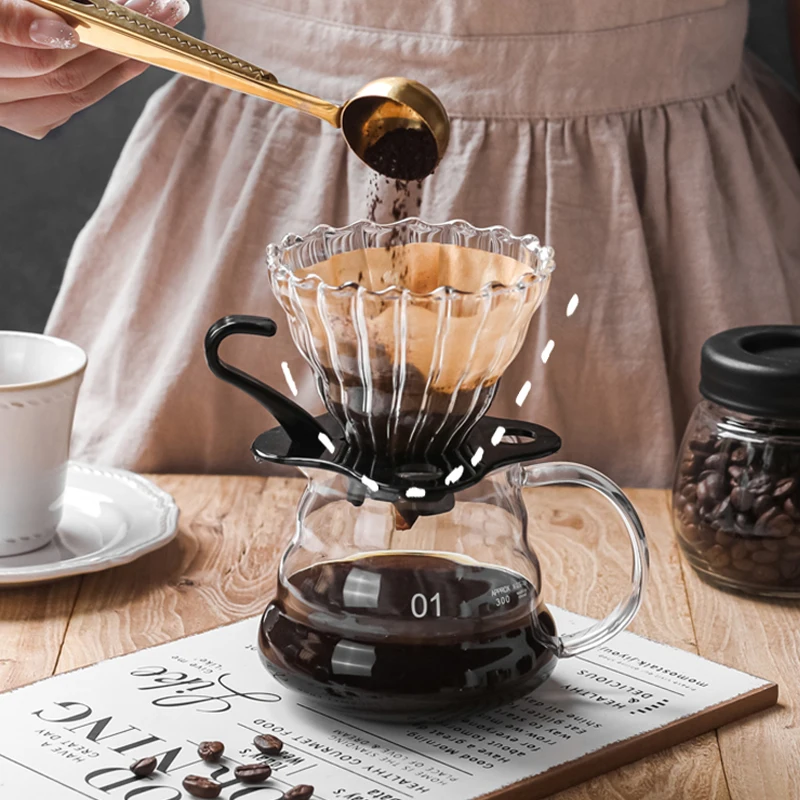 

High-Temperature Resistant Glass Coffee Hand Coffee Maker Set Coffee filter cup Long-mouthed pot Coffee Kitchen Utensils Sets