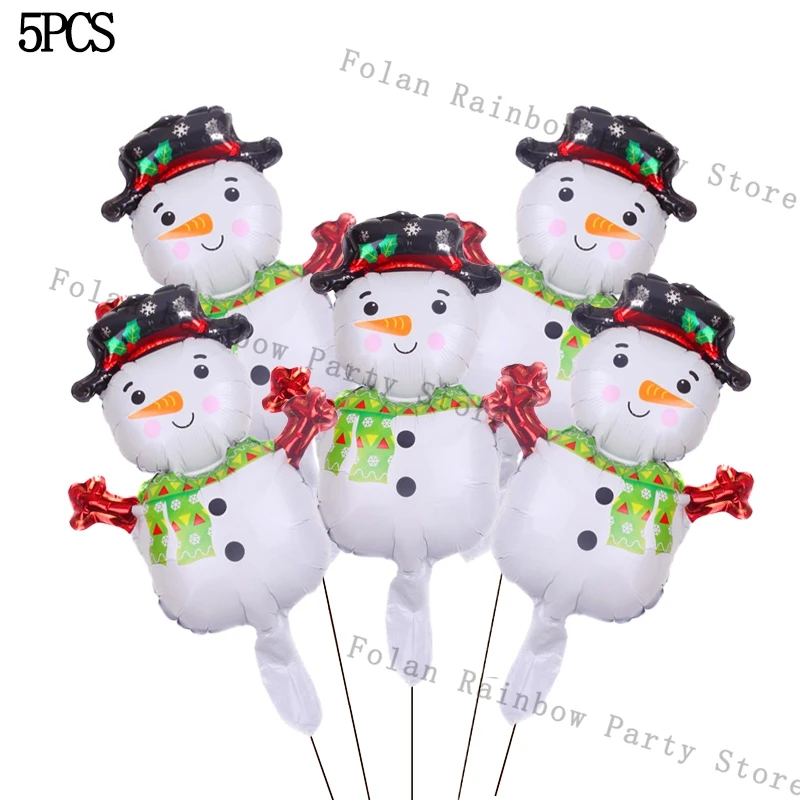 

5 шт., рождественские фольгированные шары, воздушные шары Санта-Клауса, милый воздушный шар со снеговиком, реквизит для рождественской вечеринки, украшения, подарки для детей