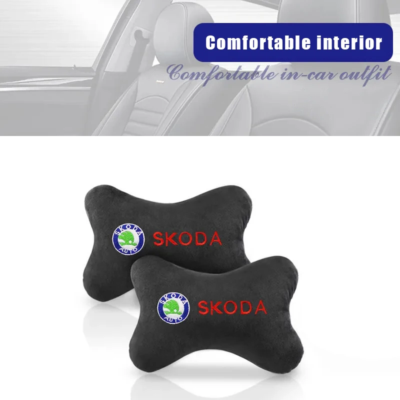 

2PC Car Headrest Cover Auto Seat Cover Head Neck Rest Pillow For Skoda Yeti Fabia Octavia 3 2 a5 Kodiaq Karoq Rapid Accessories