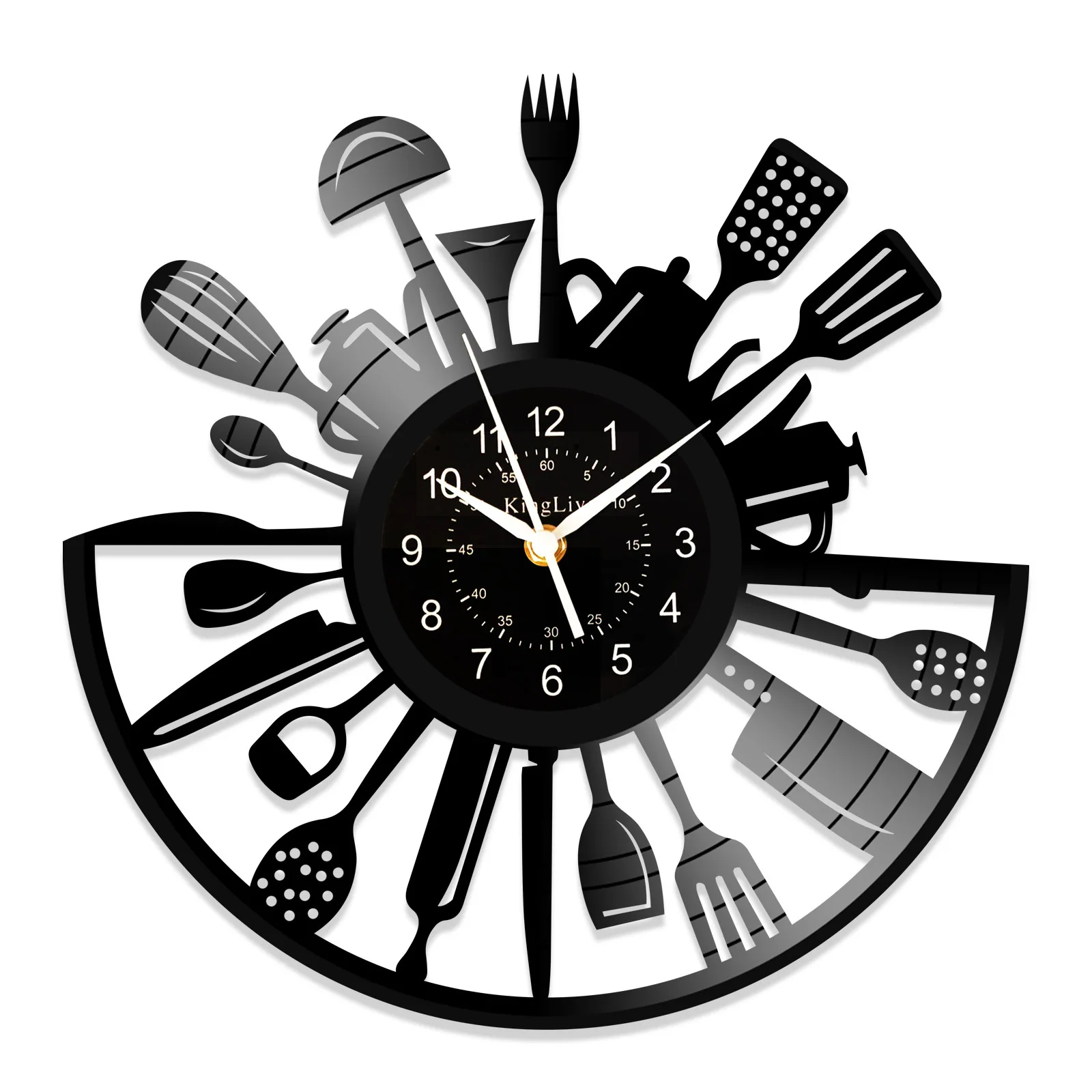 

Новинка 2022, популярные виниловые настенные часы, инструменты для приготовления пищи, украшение для кухонного дома, украшение для гостиной, современный дизайн