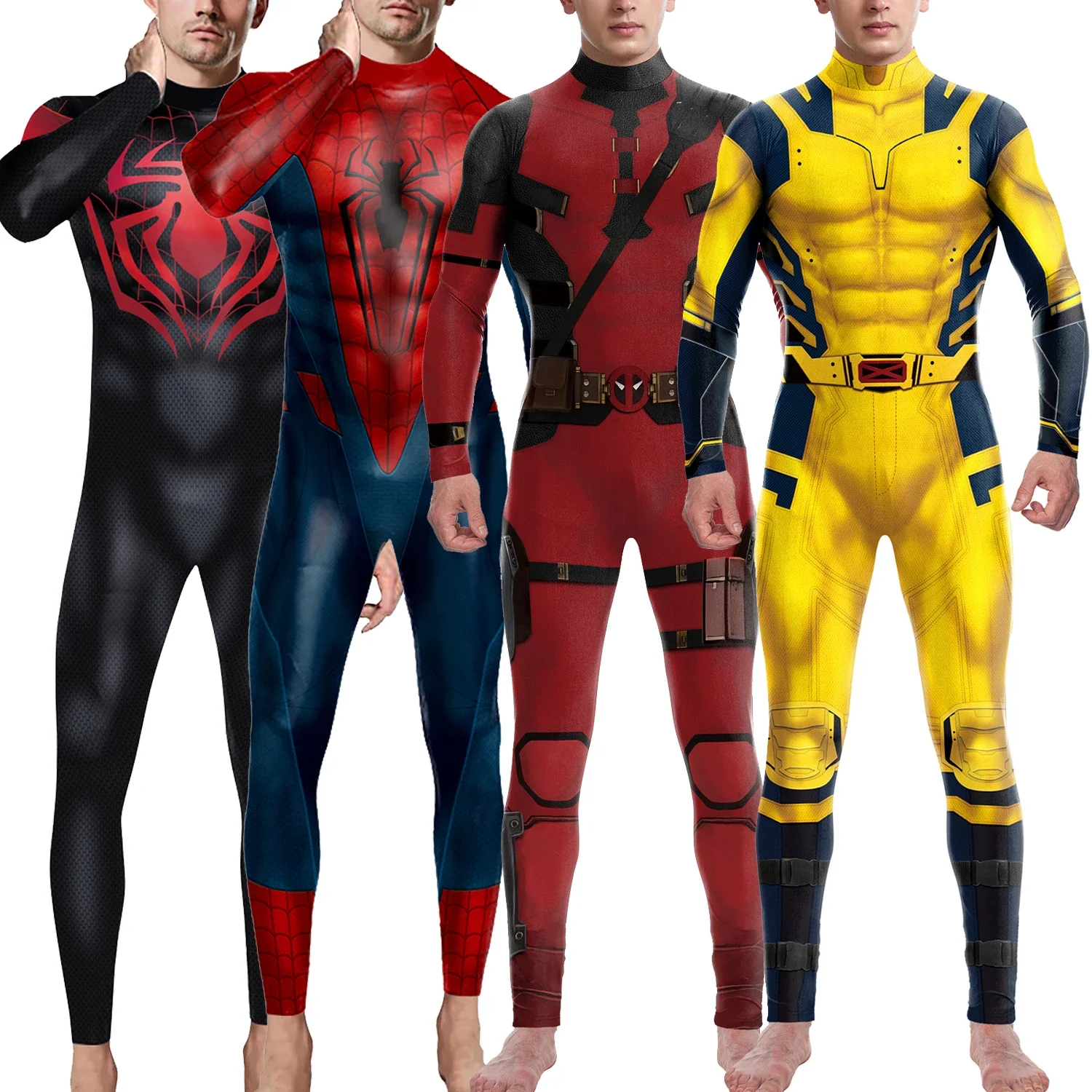 Superhero Men Movie Dead pool Wolverine Spider Cosplay Costumes Hallloween Jumpsuit Performance Party Zentai Bodysuits Romper