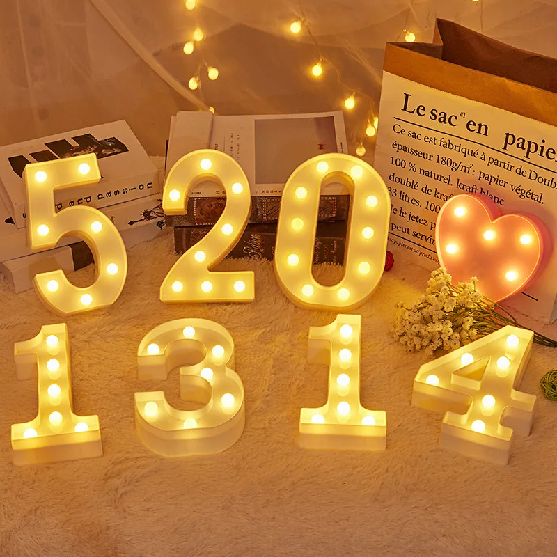 

Lighting Numbers Plastic Waterproof Lamp Beads Led Number Light Figure Lantern Decorative Lights Giant Led Number for Birthday